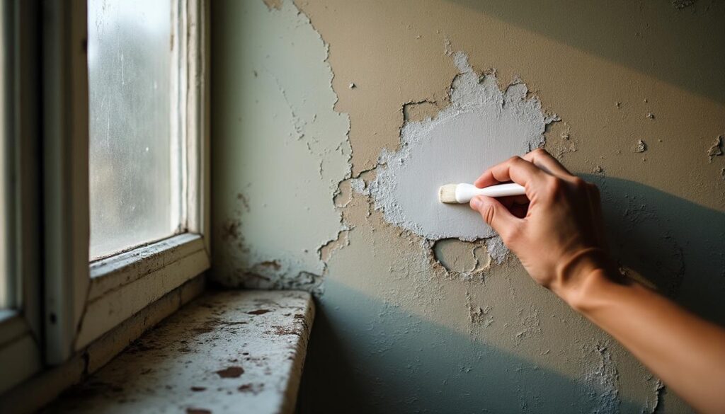 Traitement des taches de moisissure sur un mur avec badigeon