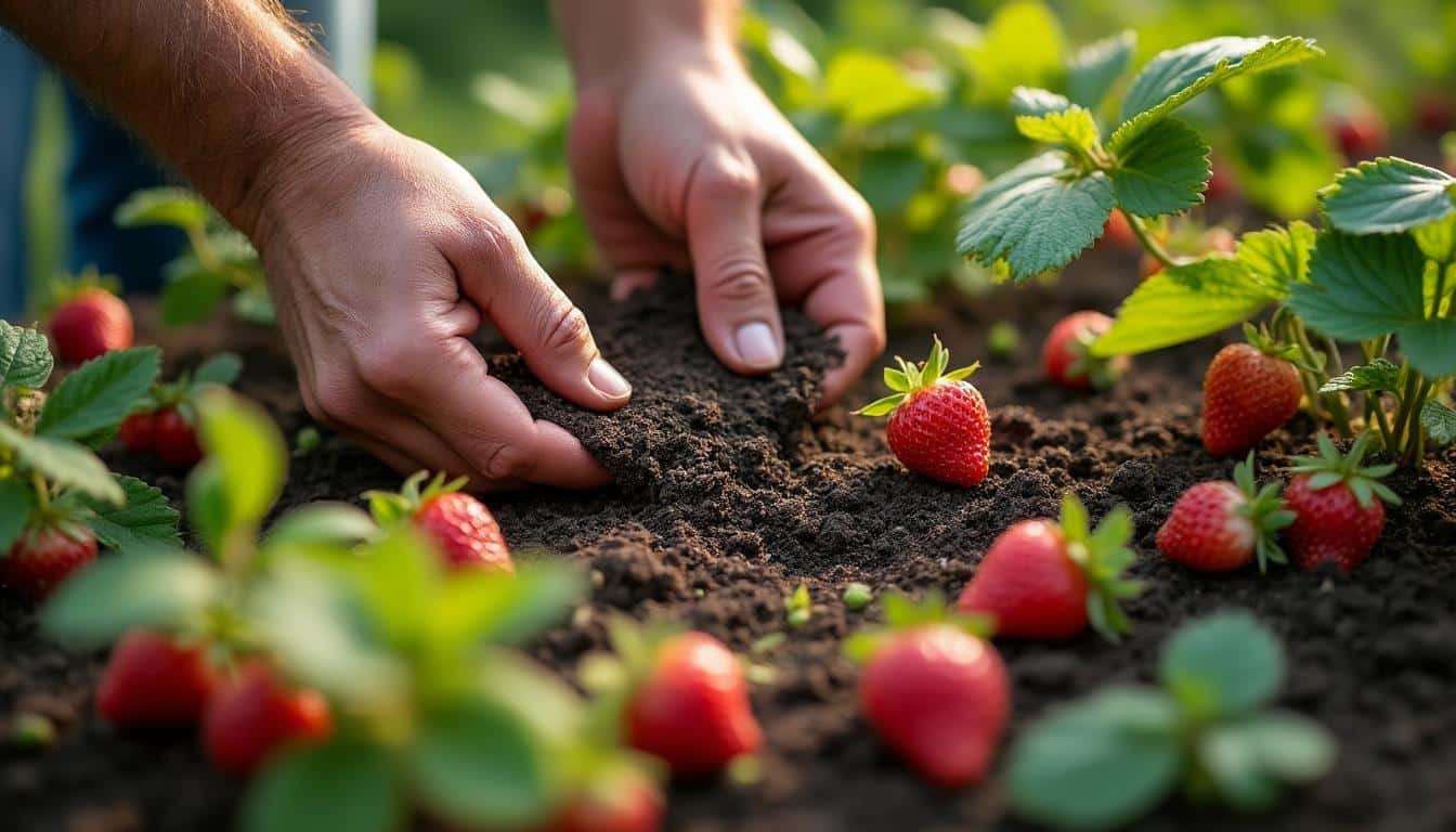Illustration: Pourquoi préférer un engrais naturel pour vos fraisiers plutôt qu’un produit chimique ?